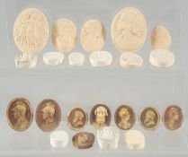 A BOX OF PLASTIC INTAGLIOS.