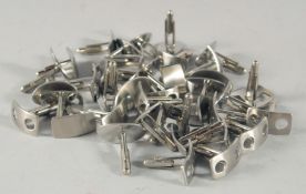 A BAG OF TWENTY PAIRS OF STAINLESS STEEL CUFF LINKS.