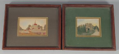 TWO ISLE OF WIGHT SAND PICTURES, Carisbrooke & Whippingham Church. 3.25ins x 4.25ins & 3.25ins x 5.