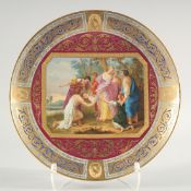 A VERY GOOD 19TH CENTURY VIENNA CIRCULAR PORCELAIN DISH 