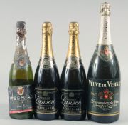 LANSON BLACK LABEL CHAMPAGNE, 2 BOTTLES. VEUVE DE VERNAY, 1 MAGNUM. MESSIAS SPARKLING WINE, 1 BOTTLE
