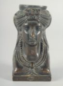 AN 18TH - 19TH CENTURY BRONZE FEMALE BUST. 4.5ins high.