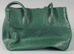 A FRANCHETTI BOND OSTRICH SKIN BAG with two handles. 12ins long, 8.5ins deep.