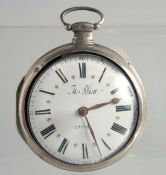 A GEORGE III SILVER VERGE POCKET WATCH by Thomas Whittle, London.
