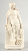 A LARGE PARIAN CLASSICAL FIGURE OF HARVEST, a young lady with a bird on her shoulder. 12ins high.