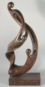 A LARGE ABSTRACT BRONZE, THREE FIGURES.