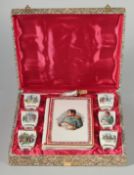 A LIMOGES PORCELAIN BOXED NAPOLEON FIGURE SET.