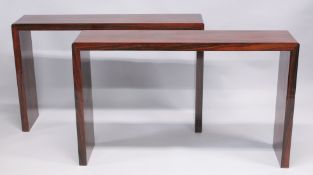 A PAIR OF ART DECO STYLE RECTANGULAR CONSOLE TABLES. 4ft 3ins long x 2ft 7.5ins high x 11.5ins