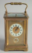A 19TH CENTURY GRAND SONNERIE CARRIAGE CLOCK. 5ins high.