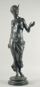 A GOOD 19TH CENTURY BR4ONZE STANDING NUDE on a circular base. 25ins high.