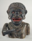 AN ORIGINAL CAST IRON MONEY BOX.