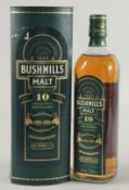 BUSHMILLS SINGLE MALT AGED 10 YEARS, matured in two woods. 700ml, boxed.