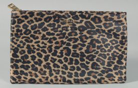 A PRADA LEOPARD SKIN DESIGN EVENING BAG. 9ins long, 5.5ins deep.
