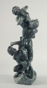 A 19TH CENTURY CARVED SERPENTINE CLASSICAL GROUP. 