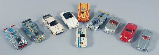 TEN VARIOUS DIE CAST SPORTS CARS.
