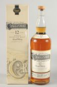 CRAGGANOWEN SINGLE HIGHLAND MALT, AGED 12 YEARS. 1litre, boxed.