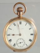 A GENTLEMAN'S DENNISON 10CT GOLD PLATED POCKET WATCH.
