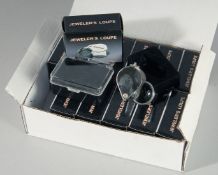 A BOX OF TWELVE JEWELLERY LOUPES.