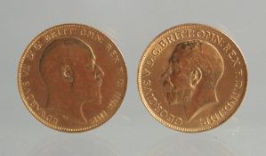 TWO GOLD SOVEREIGNS, 1910 & 1925