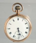A GENTLEMAN'S DENNISON 10CT GOLD PLATED POCKET WATCH.
