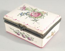 A FRENCH ENAMEL BOX AND COVER. 3.5ins.