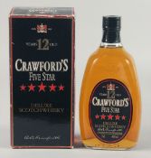 CRAWFORDS FIVE STAR DELUXE SCOTCH WHISKY. 12 year old, 75cl, boxed.