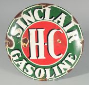 A SINCLAIR ENAMEL SIGN, CIRCULAR, 12ins diameter.