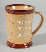 A ROYAL DOULTON STONEWARE MUG, 