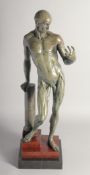 FRANZ STUCK A GOOD BRONZE ANATOMICAL STANDING MALE FIGURE. Signed, 1920. 27ins high.