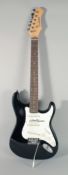 AN EAST COAST ELECTRIC BLACK AND WHITE GUITAR. with the autograph of GEORGE HARRISON, signed at