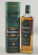 BUSHMILLS SINGLE MALT AGED 10 YEARS, matured in two woods. 70cl, boxed.