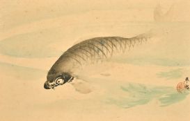 Japanese School (early 20th Century) Study of a Carp, watercolour, signed and with red seal, 8.75