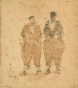 Circle of G.H Breitner, Set of seven small figure studies, mixed media and charcoal, from 1.75