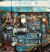 David Poxon, 'Tractor Engine', watercolour, signed, labels verso, 11.75