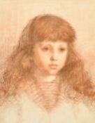 Circle of Augustus John, a head study of a young girl, charcoal and chalk, 16
