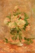 Early 20th Century Continental School, a still life of flowers in a glass vase, oil on canvas,