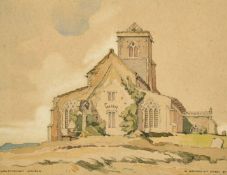 George Hammond Steel, Walsingham Church, watercolour, signed, inscribed and dated '37, 6.75
