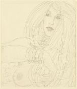 Kanwaldeep Singh Kang, signed Nicks (1964-2007) British, A portrait study of a female, pencil,