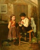 Louis-Simon Cabaillot-Lassalle (1810-1870) French, 'A Simple Tune' children playing music in a