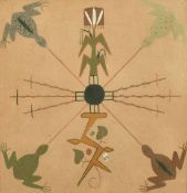 A Navajo sandpainting featuring frogs, 11.75