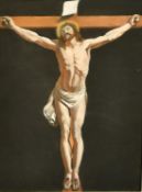 20th Century Continental School, Christ on the Cross, oil on board, 24