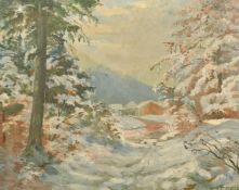 F. Stuck, Mid-20th Century Continental School, a winter landscape, oil on canvas, signed, 18