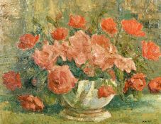 Bela Kadar (1877-1956) Hungarian, a still life of red and pink flowers, oil on canvas, signed, 22