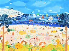 Alan Furneaux (b. 1953) British, a view from Marazion Beach, watercolour on paper, signed, 22