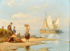 Peter Cornelis Dommersen (1834-1908) Dutch, a pair of oil on mahogany panel marine scenes, signed