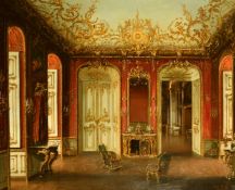 Mathias Werthmeister, circa 1878, German, a rococo interior, oil on canvas, signed and dated, 32.