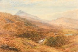 Arthur Henry Enock (1839-1917) British, a river running through a mountainous landscape,