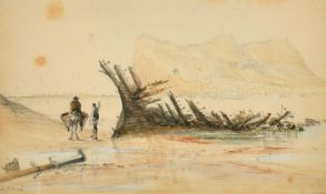 English School, circa 1872, a view of Gibraltar, watercolour, inscribed and dated 1-12-72, 7.25