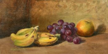 Werner Weber (1892-1977) A still life of fruit, bananas, grapes and an apple, oil on canvas, laid