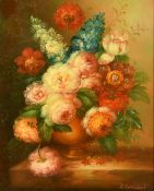 J. Constant, 20th Century, a still life of mixed flowers, oil on panel, signed, 10